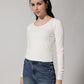 White Ribbed T-Shirt