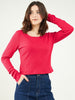 Magenta Round Neck Fitted Top