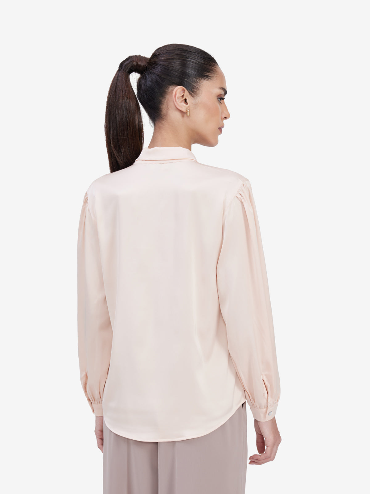 Beige Satin Tie-Up Top