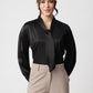 Black Tie-Up Neck Satin Regular Fit Top