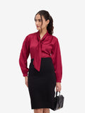 Maroon Tie-Up Satin Top