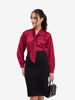 Maroon Tie-Up Satin Top