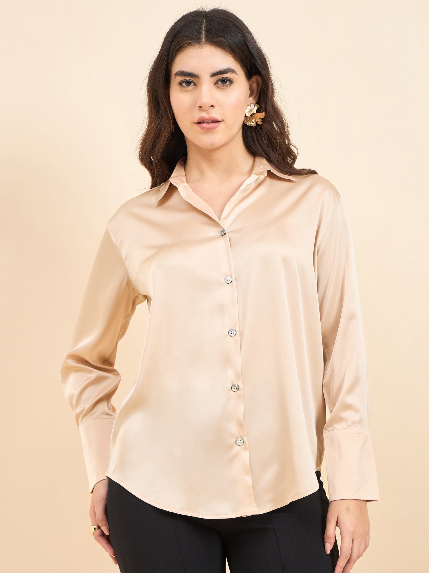 Beige Premium Satin Wear Shirt