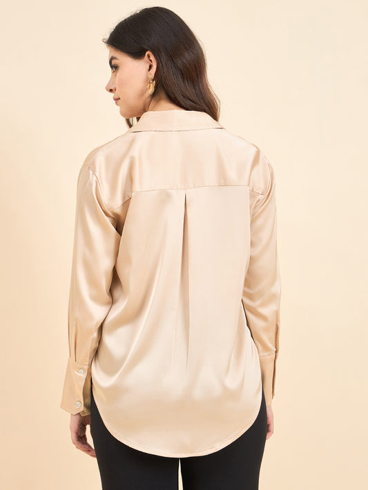Beige Premium Satin Shirt