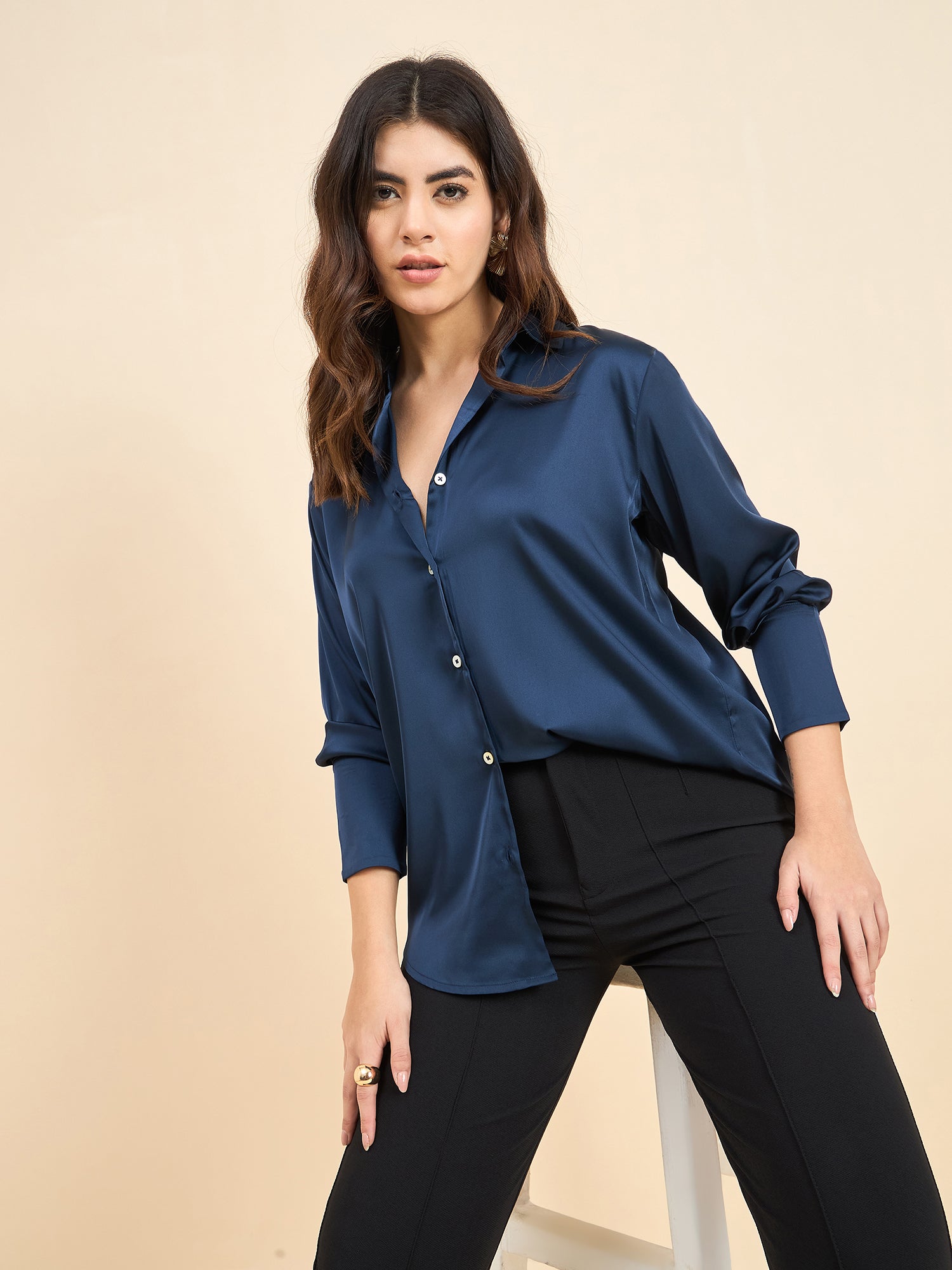 Blue Premium Satin Shirt