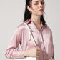 Pink Satin Spread Collar Shirt