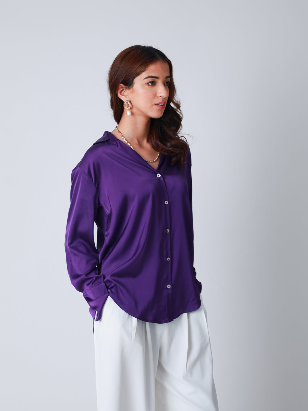 Purple Premium Satin Wear Shirt