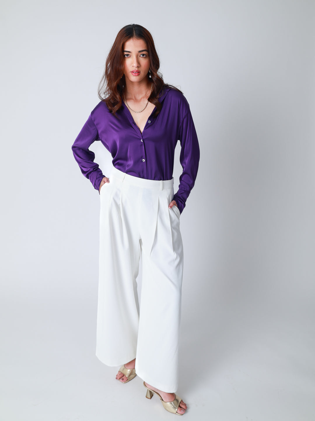 Purple Premium Satin Wear Shirt