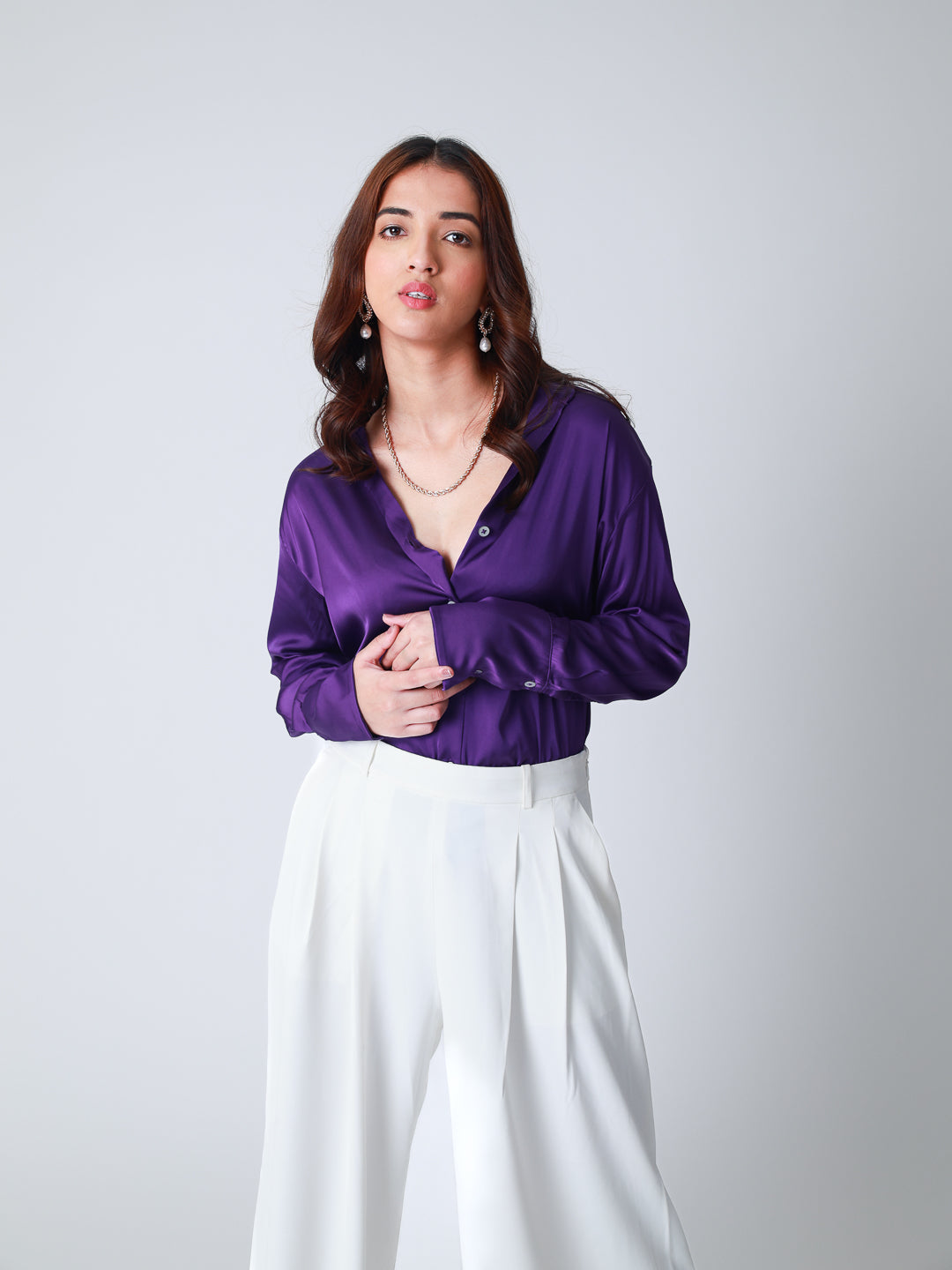 Purple Premium Satin Wear Shirt