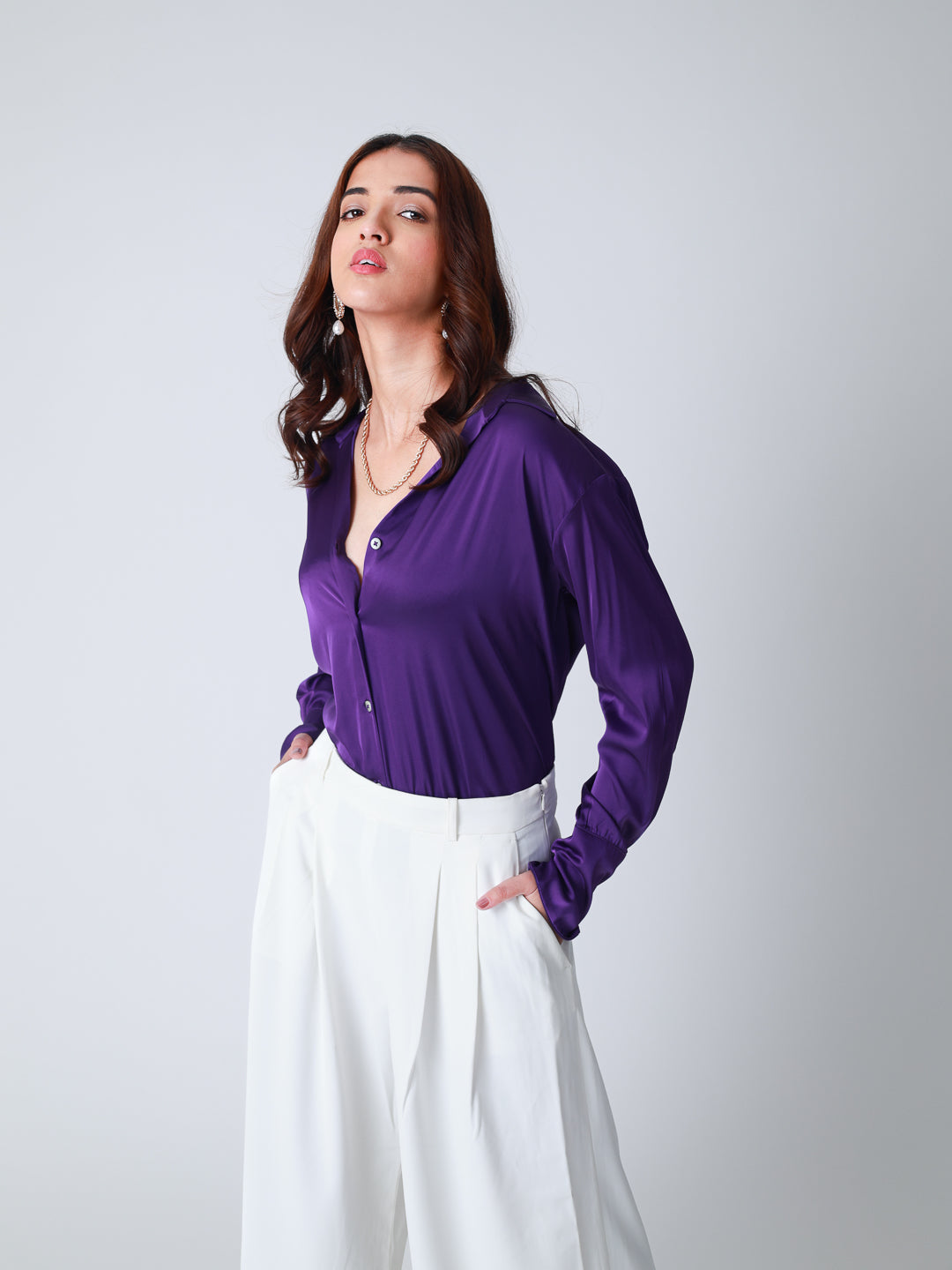 Purple Premium Satin Wear Shirt