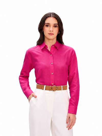 Fuchsia Pink Linen Shirt