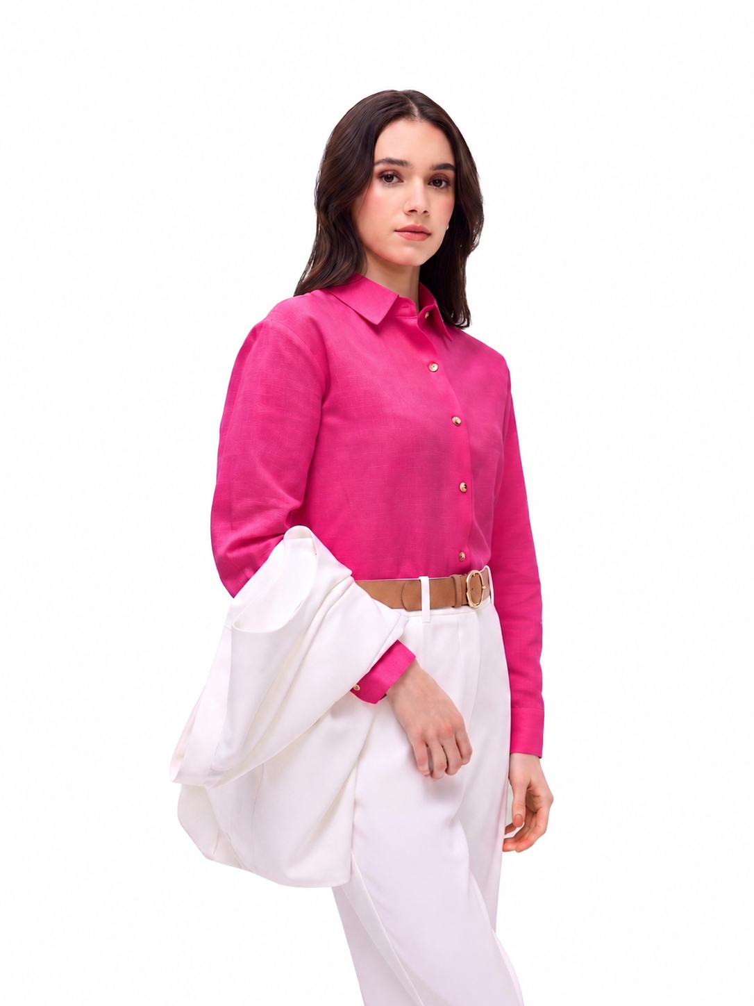 Fuchsia Pink Linen Shirt