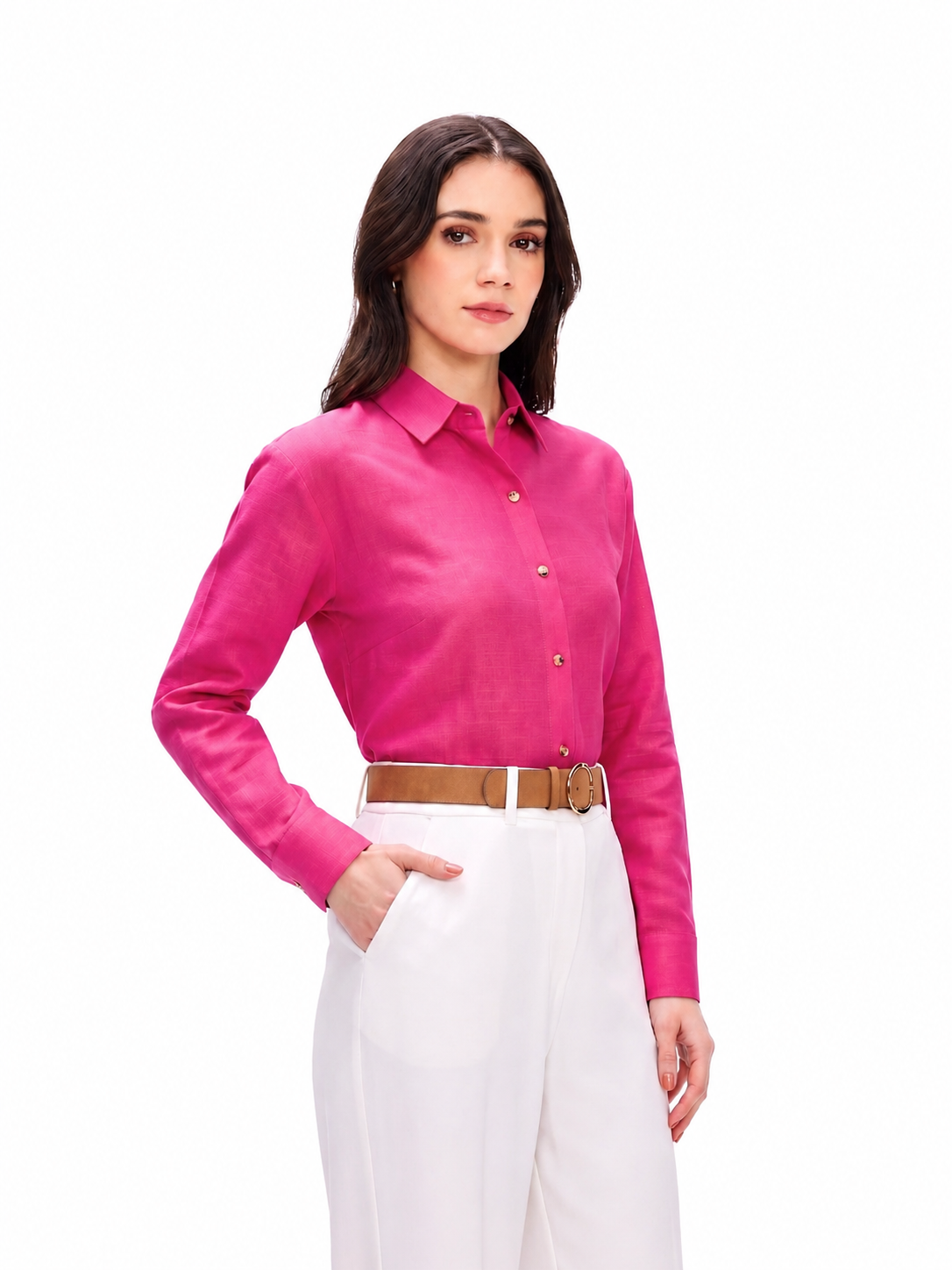 Fuchsia Pink Linen Shirt