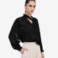 Black Jacquard Tie-Up Top