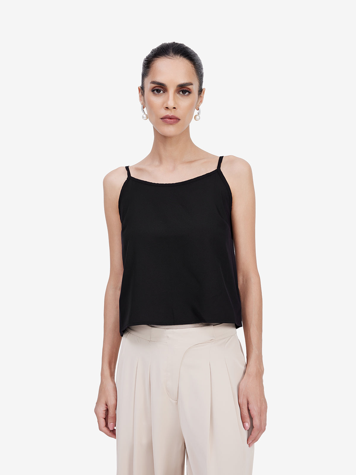 Black Jacquard Tie-Up Top