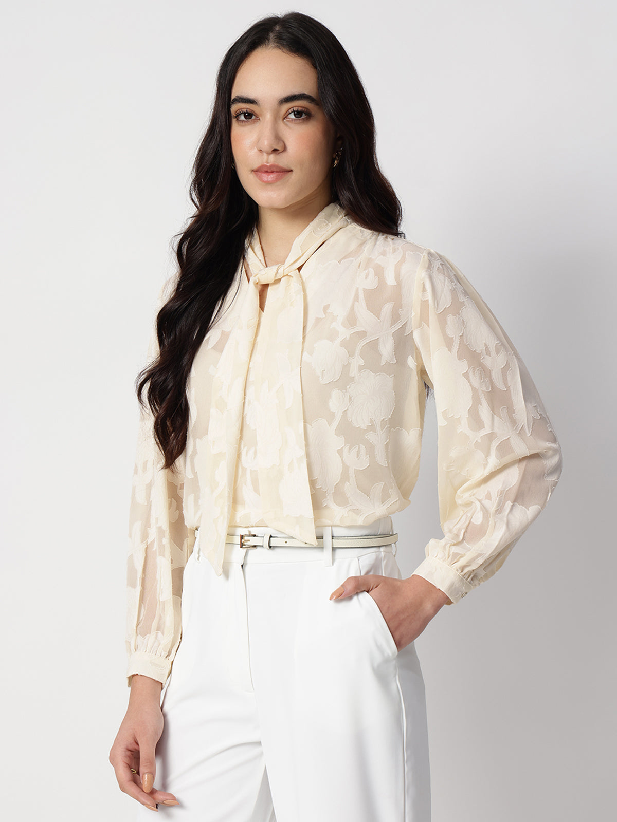 Jacquard Premium Satin Tie Top