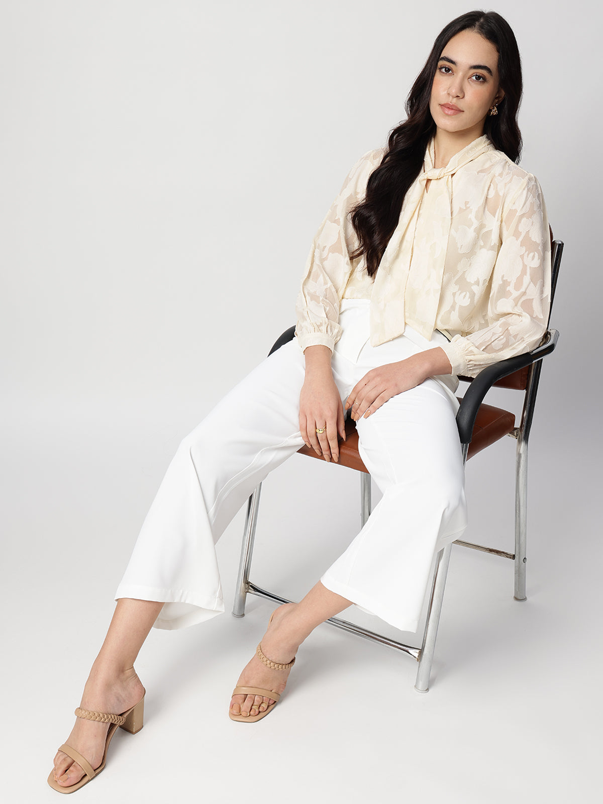 Jacquard Premium Satin Tie Top