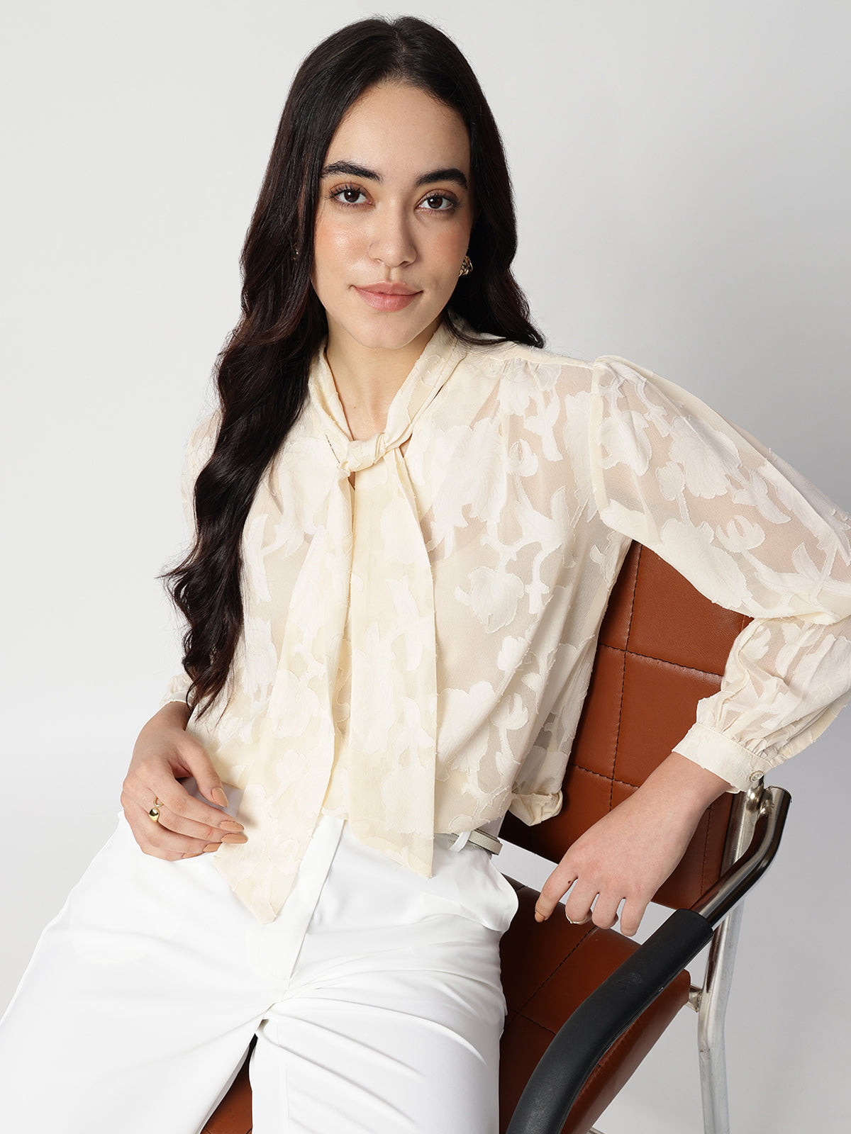 Jacquard Premium Satin Tie Top