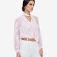 Pink Jacquard Tie-Up Top