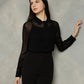 Black Georgette Spread Collar  Shirt