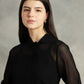 Black Georgette Spread Collar  Shirt