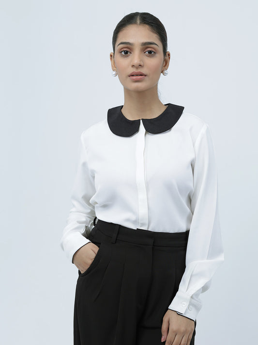 White Peter Pan Collar Shirt