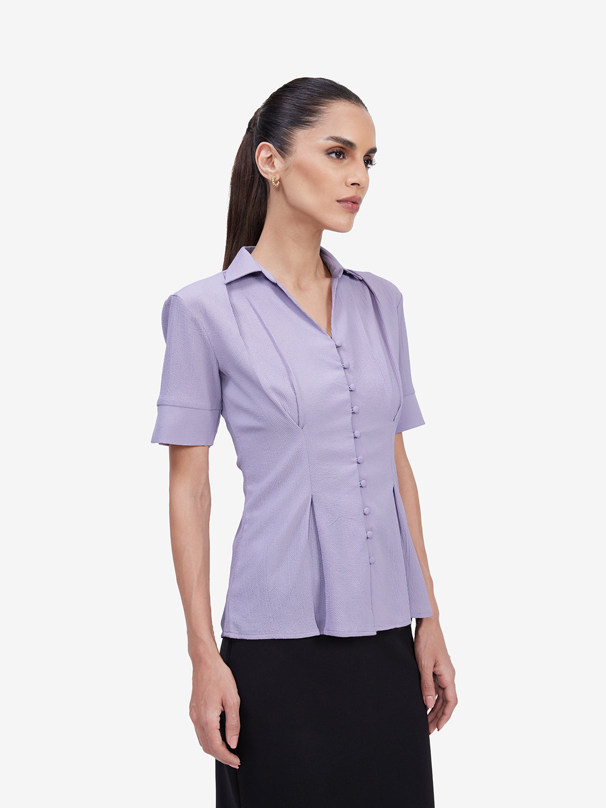 Lavender Crepe Collar Shirt