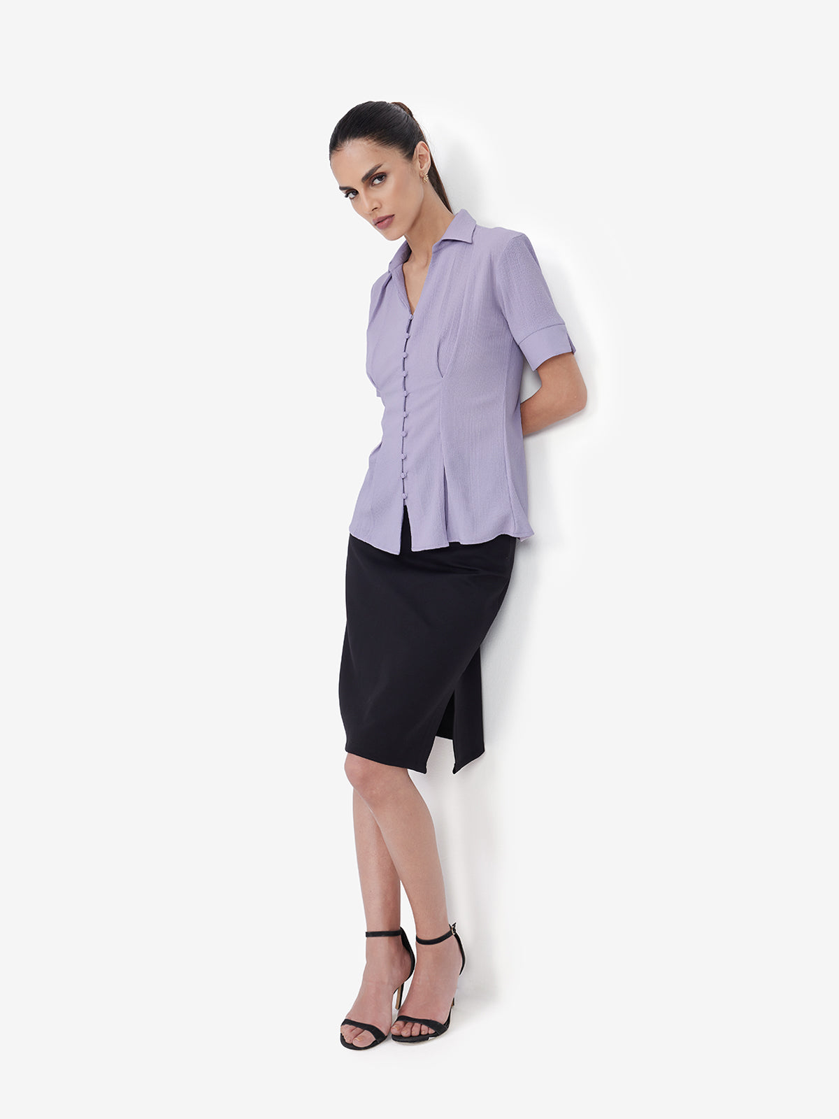 Lavender Crepe Collar Shirt