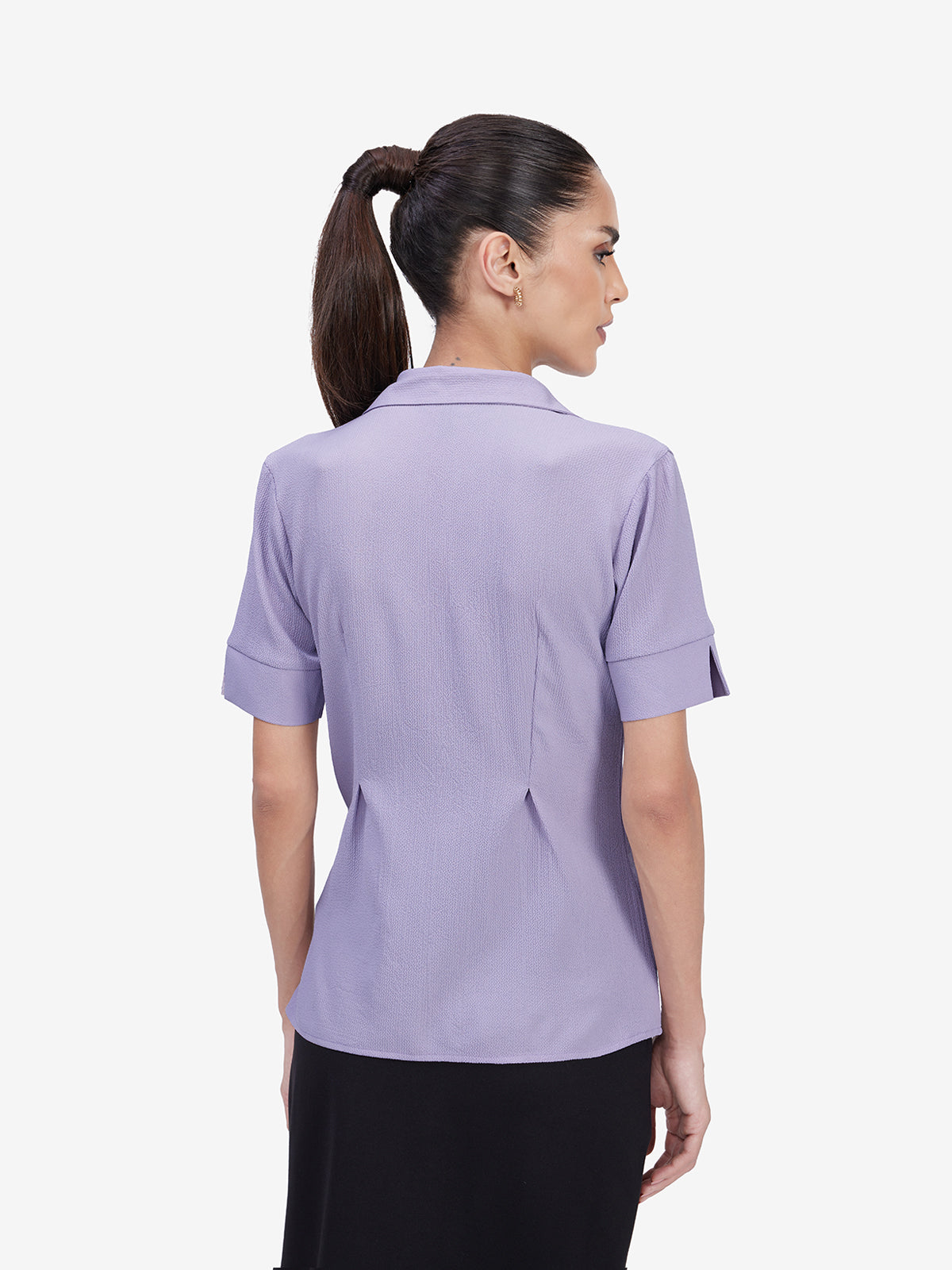 Lavender Crepe Collar Shirt