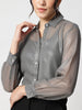Grey Georgette Spread Collar Shirt