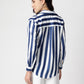 Blue Stripe Satin Spread Collar Shirt