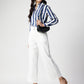 Blue Stripe Satin Spread Collar Shirt