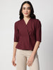 Maroon Cotton Collarless Shirt