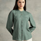 Olive Green Mandarin Collar Long Sleeves Shirt