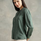 Olive Green Mandarin Collar Long Sleeves Shirt