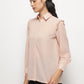 Peach Ruffle Shoulder Semi Sheer Shirt
