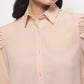 Peach Ruffle Shoulder Semi Sheer Shirt