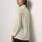 Yellow Ruffle Shoulder Semi Sheer Shirt
