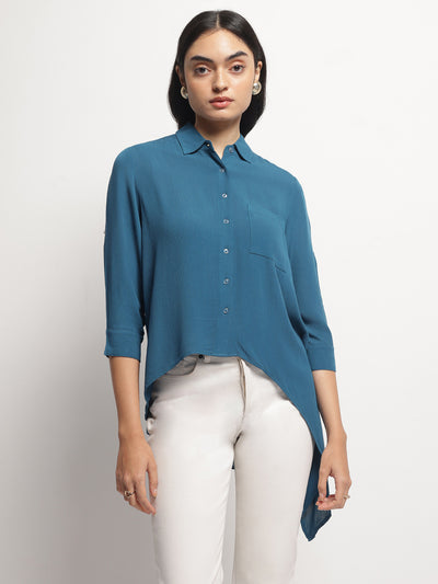 Teal Asymmetrical Shirt