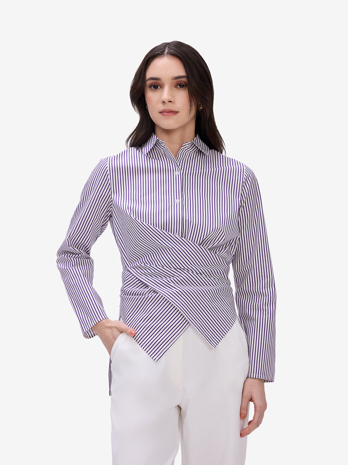 Purple & White Striped Shirt