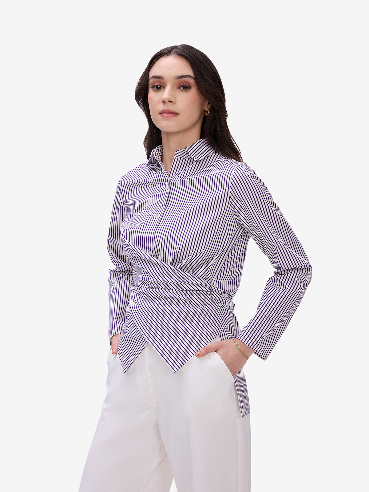 Purple & White Striped Shirt
