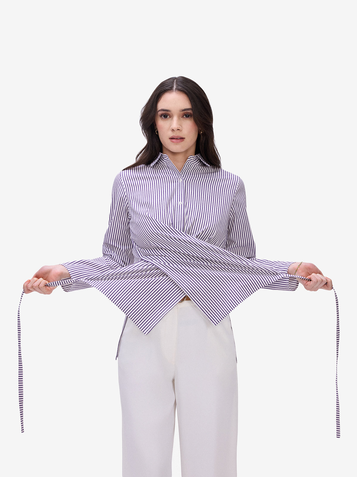 Purple & White Striped Shirt