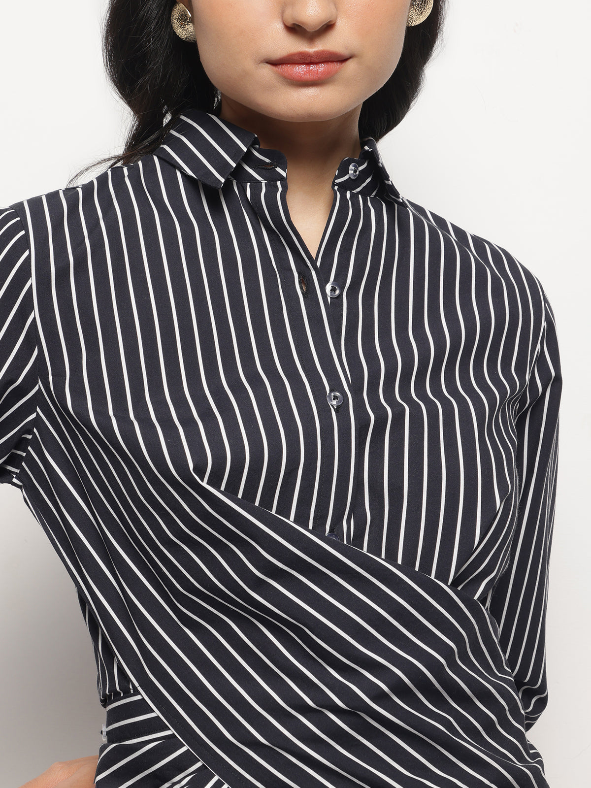 Black Asymmetric wrap and Tie Shirt