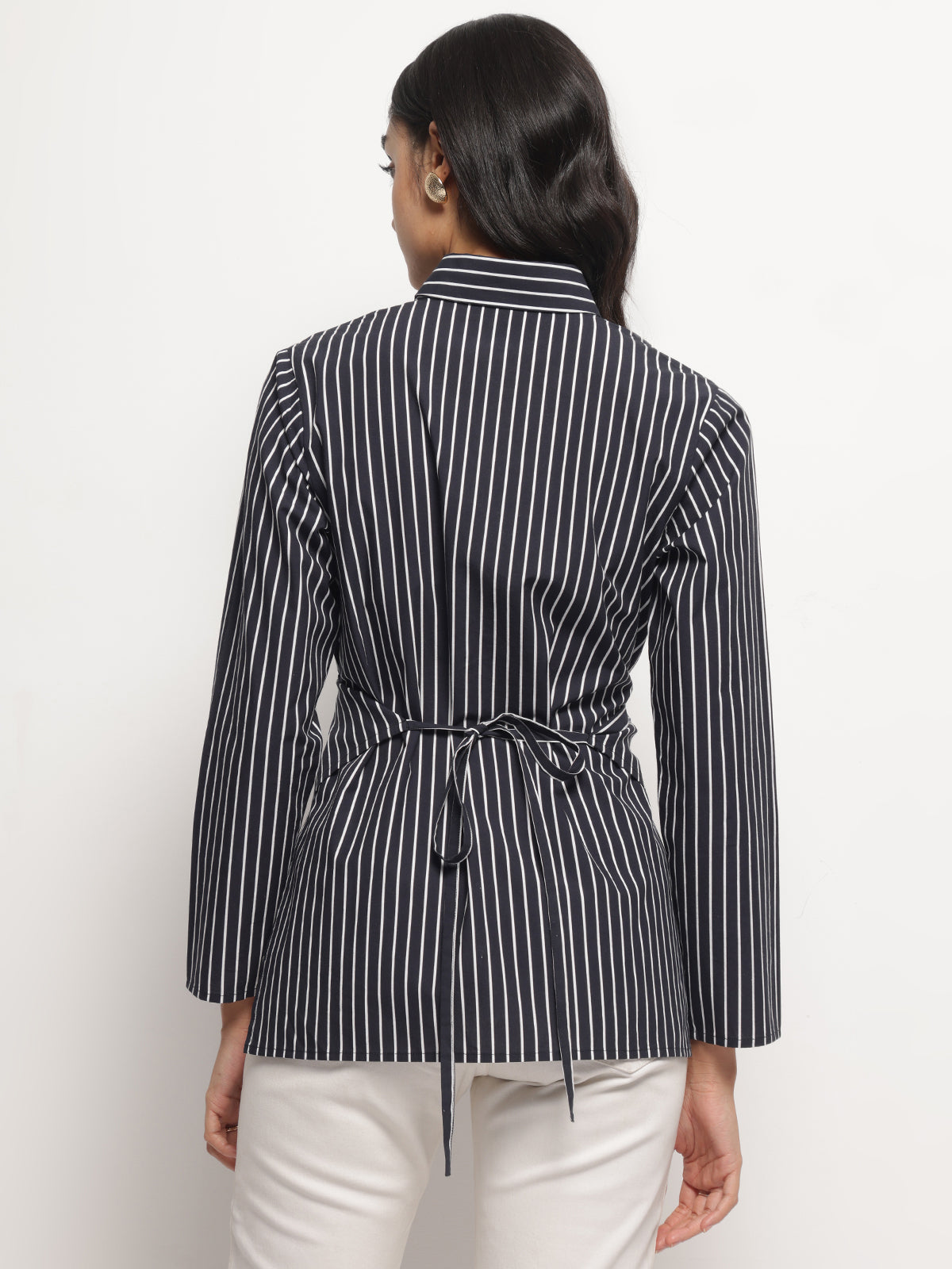 Black Asymmetric wrap and Tie Shirt