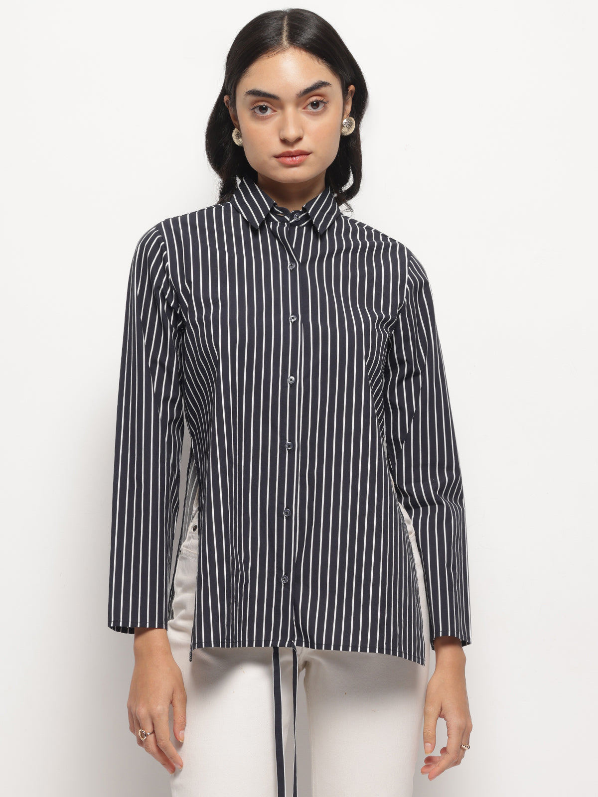 Black Asymmetric wrap and Tie Shirt