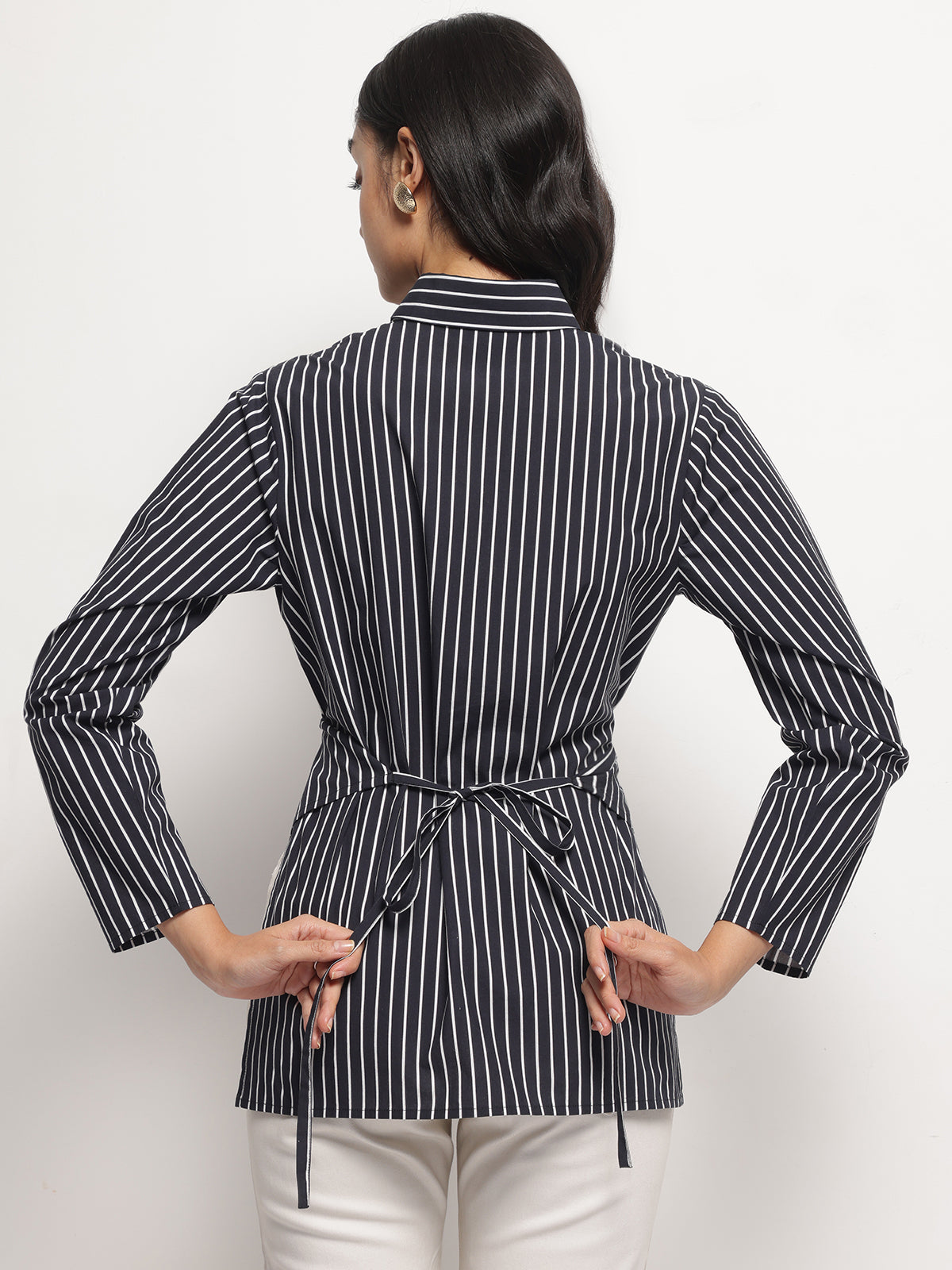 Black Asymmetric wrap and Tie Shirt