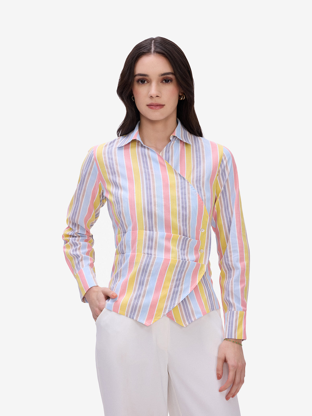Candy Striped Wrap Shirt