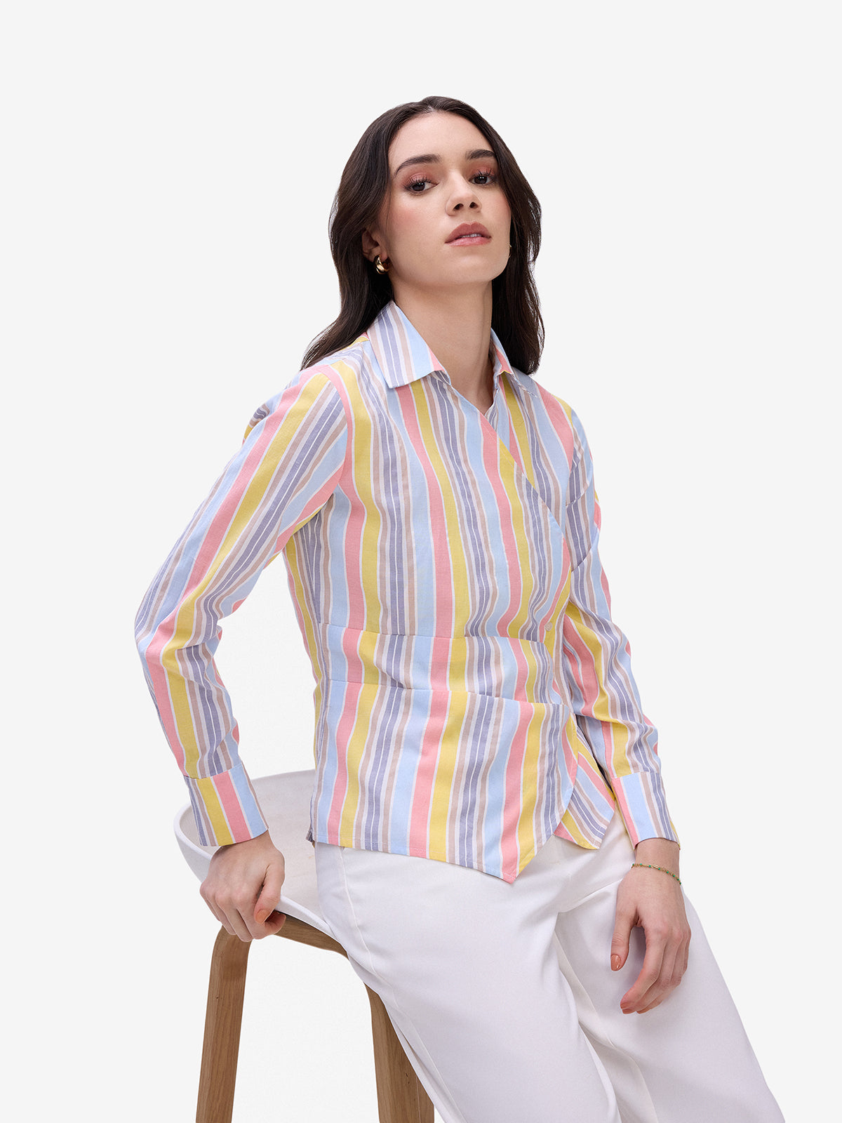 Candy Striped Wrap Shirt