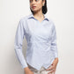 Blue Slimming Stripe Long Sleeves Wrap Shirt