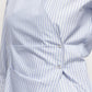 Blue Slimming Stripe Long Sleeves Wrap Shirt